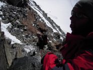 Roccette del Polluce. Laurent apre la strada a Matteo e me