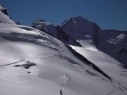 Polluce e Castore dal pianoro sotto il Breithorn e Roccia Nera