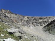 il traverso sulla morena  dopo tre ore e trenta di cammino