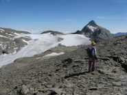 Maurizio con il Rocciamelone ed il suo ghiacciaio