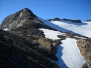 Dal Col Bassac Déré, vista verso sud, il pendio finale della Becca di Traversiere