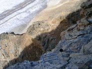 La ferrata del Trovat e in basso il ponte ballerino