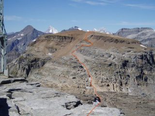 traccia per la discesa dal pizzo diei per salire poi al monte cistella