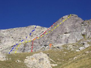 blu=DALLES BLANCHES, giallo=GARDEN PARTY, rosso=PILIER FAUDAN, arancio = ?  (schizzo approssimativo by S.T.)