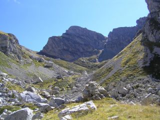 Colletto S del Cros a sx e Canalino N a dx