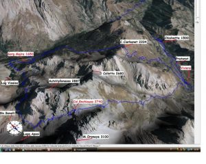 Traccia GPS su mappa 3D Anello Colle Ciarbonet ed Enchiausa