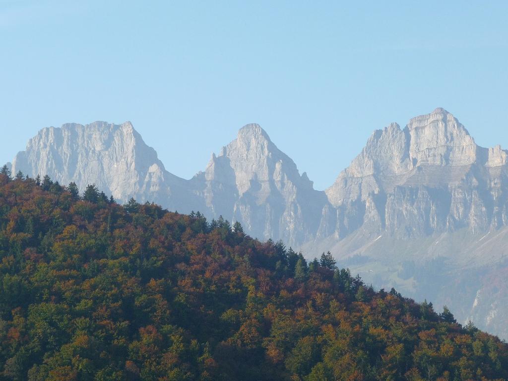 I tre Churfirsten centrali; da sinistra Brisi 2279 m, Zuestoll 2235 m e Schibenstoll 2236 m