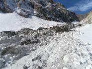 un recente smottamento dal Pizzo Andolla