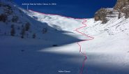 la via seguita nella parte terminale del Vallon Claous