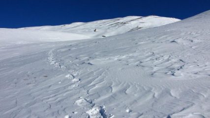 gli ampi pendii che portano verso la cresta Sud del Pic de Clausis (1-1-2011)