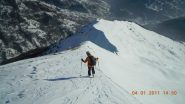 Discesa dalla sella sulla cresta con Val Frejus