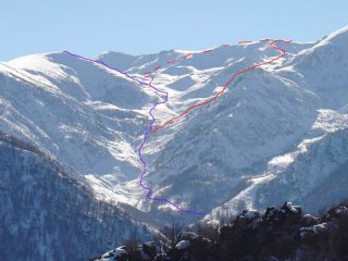 blu: Tomba di Matolda; rosso: P.ta di Grifone