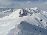 cresta verso il Briccas e percorso