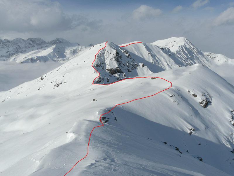 cresta verso il Briccas e percorso