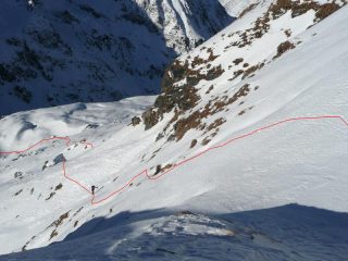 il traverso verso l'emissario del lago