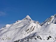 La luna sorge dietro la Punta del Rebbio (Bortelhorn).