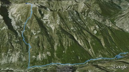 la traccia di salita