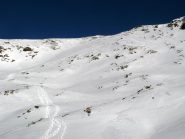Le nostre tracce di discesa appena sotto la cresta