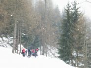 partenza sotto una debole nevicata