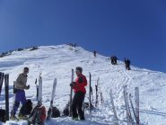 l'arrivo all'anticima dove si mettono gli sci