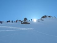 i primi ciaspolari inziano a scendere