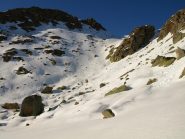 Il canalino al termine della valle del torrente Viona che ho preferito evitare per gli evidenti distacchi di neve