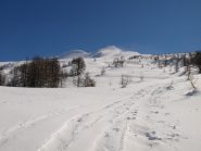 Il pendio di salita finale al Pizzo Troggi