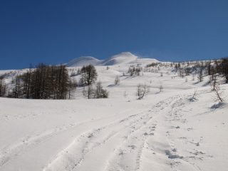 Il pendio di salita finale al Pizzo Troggi