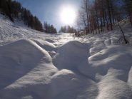 Il canalino di salita verso Alpe Fontane, anche qui già assestato