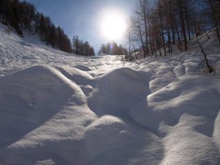 Il canalino di salita verso Alpe Fontane, anche qui già assestato