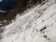 La slavina che ho trovato al ritorno sul percorso di salita