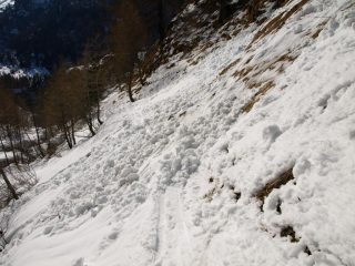 La slavina che ho trovato al ritorno sul percorso di salita