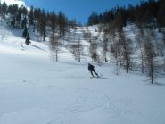 il ripido valloncello nella zona mediana