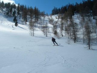 il ripido valloncello nella zona mediana