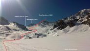 parte alta del vallone e via di salita per la cima 