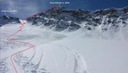 la parte alta della via di salita per la cima