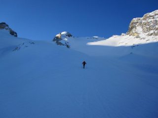 in salita sul ghiacciaio di Fond