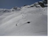 In traversata giu' per il ghiacciaio dello Chateau Blanc