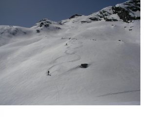 In traversata giu' per il ghiacciaio dello Chateau Blanc