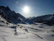 si scende alla Binntalhutte con le luci della sera