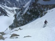 Inizio della discesa nel canale