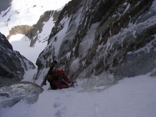 Diego in salita sulla cascata della Forcella