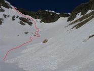 il ripido pendio che porta sul ghiacciao