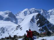 In primo piano il Piz Trovat e sullo sfondo il Piz Cambrena e i Piz Palù