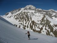 salendo con il Pic Rochebrune alle spalle