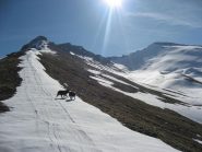 al colletto sulla cresta del Pic Lombard,davanti il vallone di salita con la cima