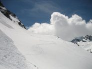 In discesa sotto la Cime Bicknell.