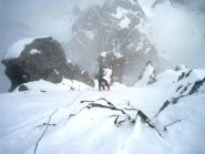 uscita in vetta, vortici di vento e neve