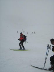 in discesa nel canale...peccato la nebbia!!!