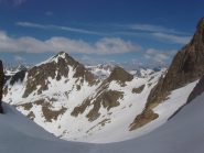 Dalla Bassa la Cima di Mercantour con a sinistra il canale di discesa